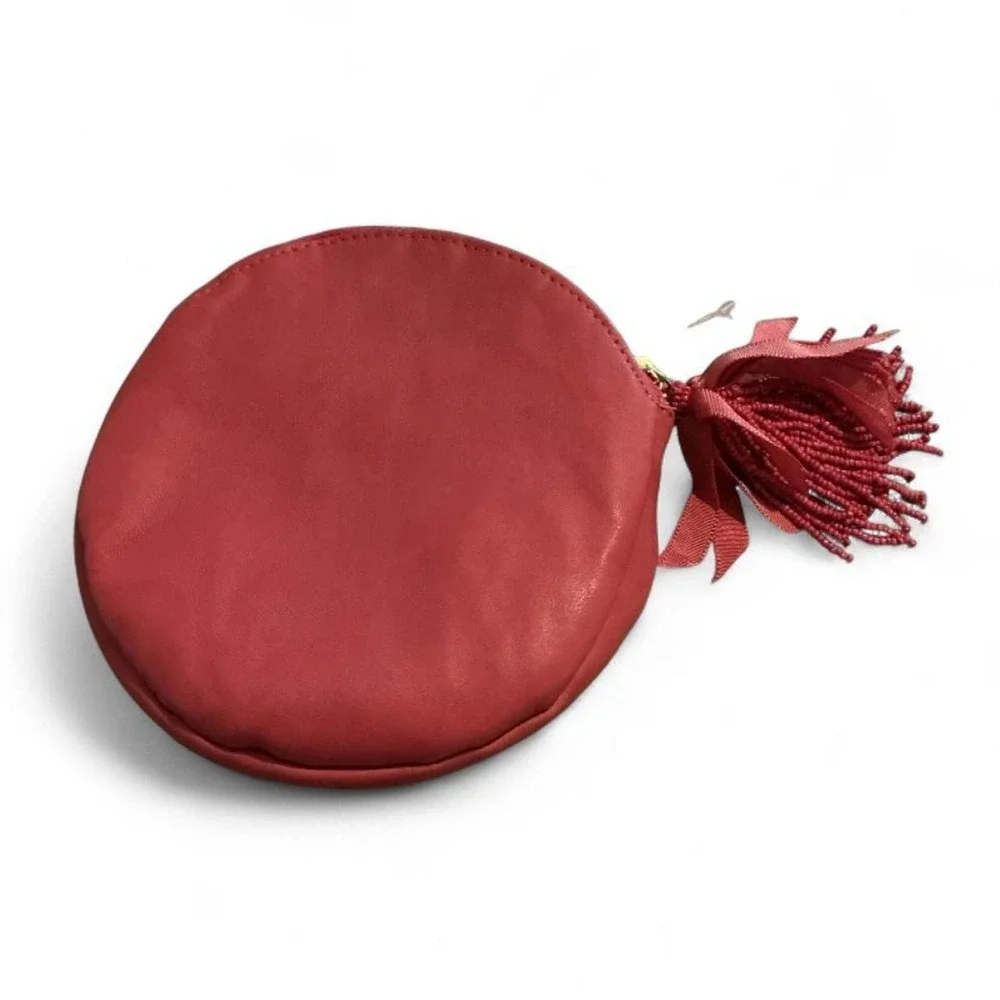 Anna Harley Russo Anthropologie Coin Makeup Purse Pink Like New Beaded Floral